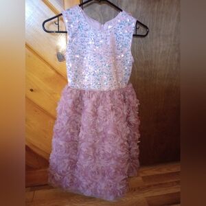 Kensie Girl Pink Strapless Tiered Sequin Dress